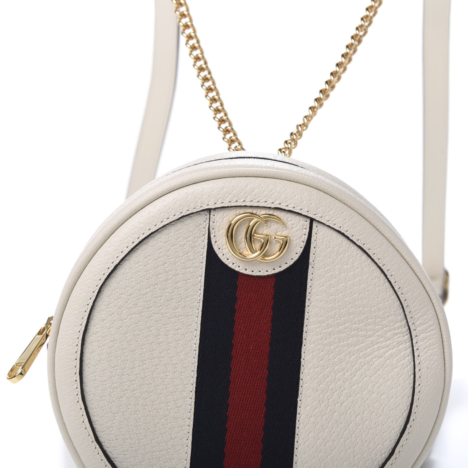 Gucci Textured Calfskin Web Mini Ophidia Round Backpack Mystic White 9 of 10
