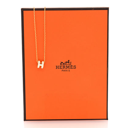 Hermes Lacquered Gold Mini Pop H Pendant Necklace White 6 of 6