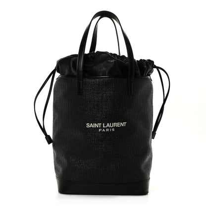 Saint Laurent Linen Canvas Teddy Shopping Bag Black 3 of 16