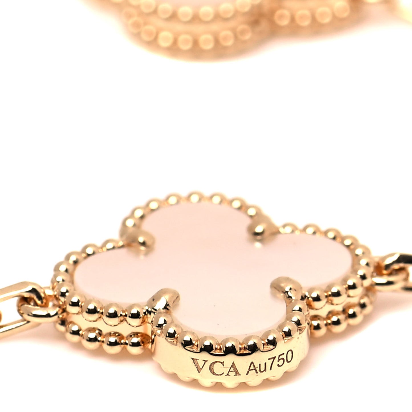 18K Yellow Gold Mother of Pearl 5 Motifs Vintage Alhambra Bracelet
