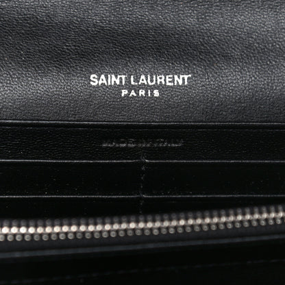 Saint Laurent Lambskin Y Quilted Monogram Large Loulou Flap Wallet Black 7 of 11
