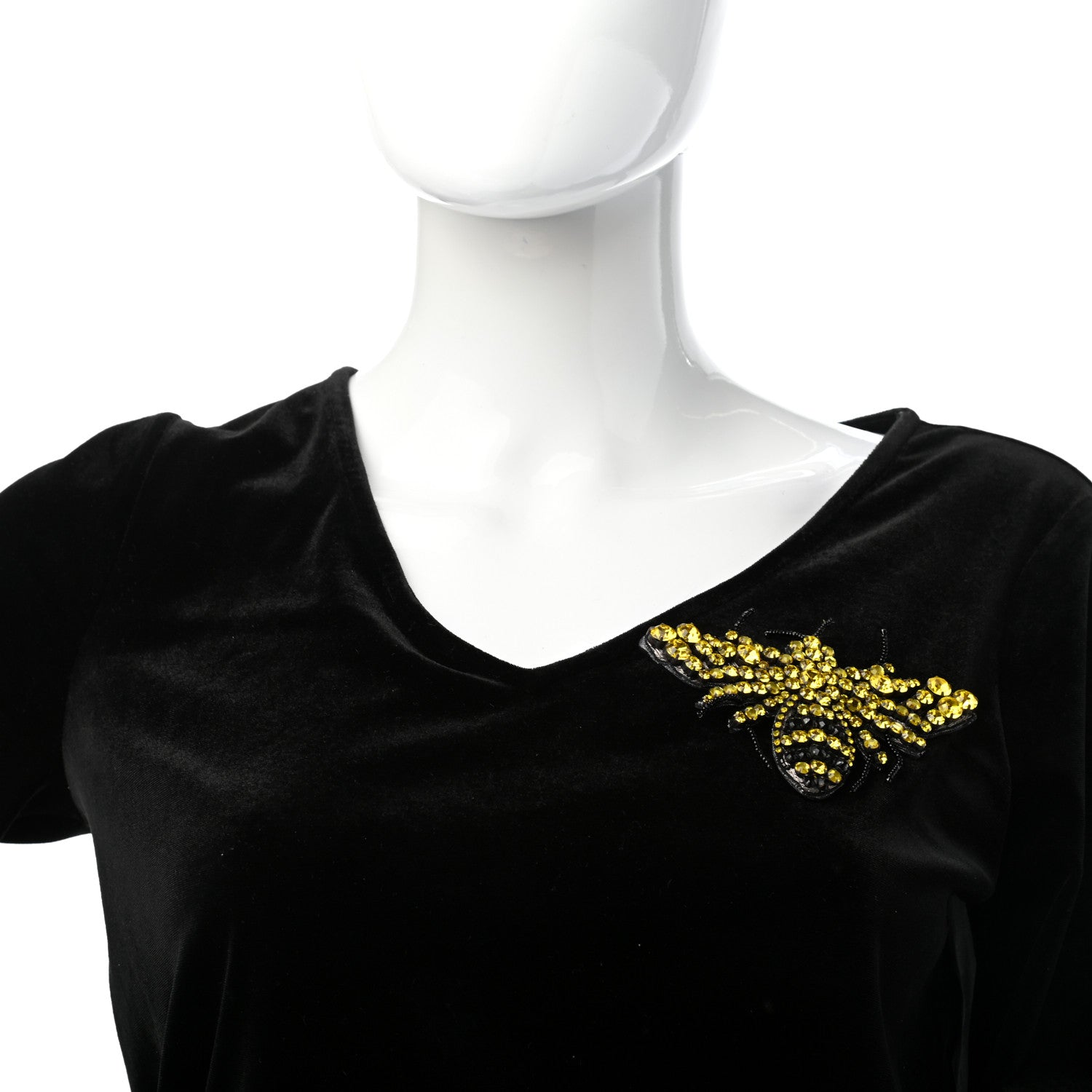 Gucci Metal Crystal Bee Brooch Black Yellow 2 of 4