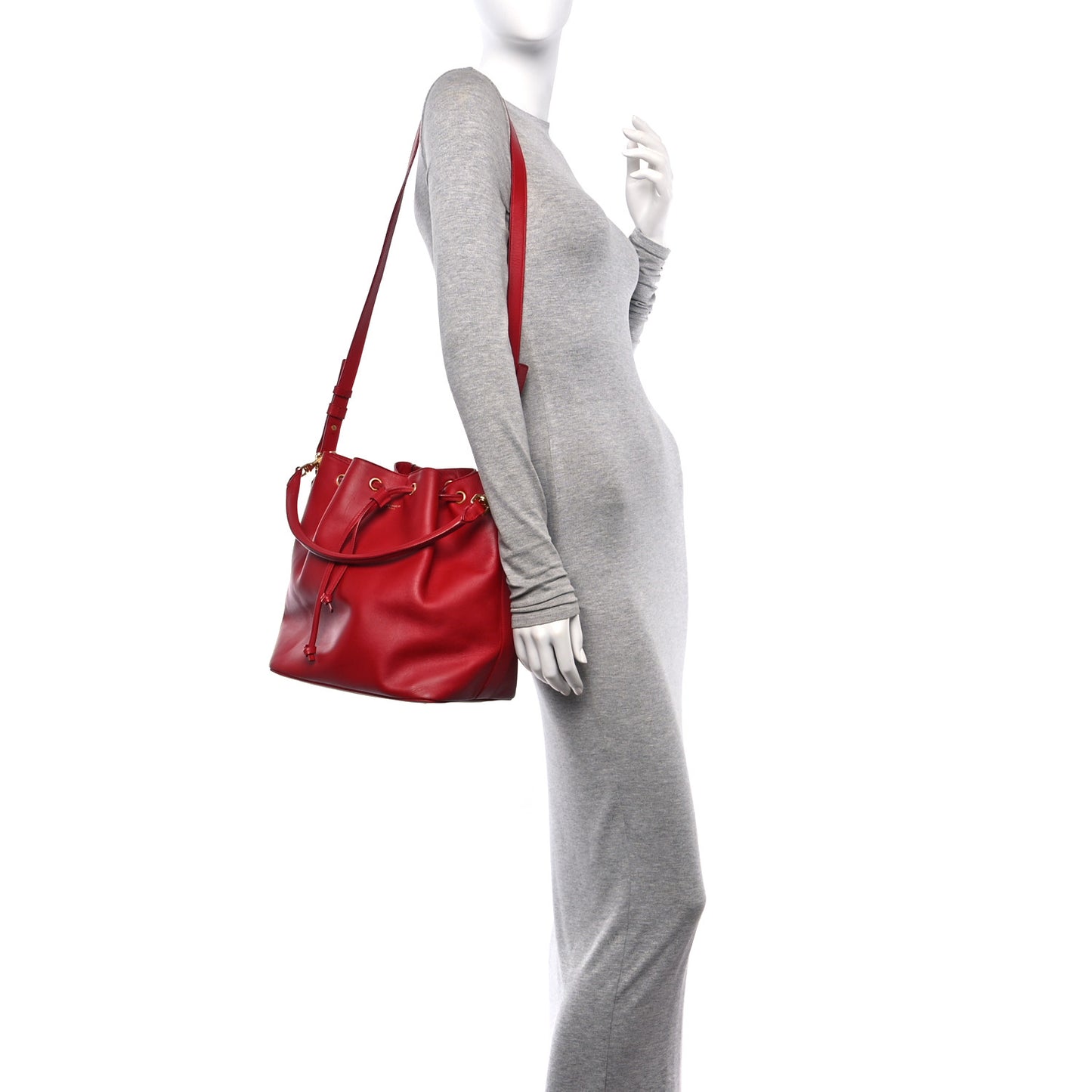 Calfskin Large Emmanuelle Bucket Bag Lipstick Red