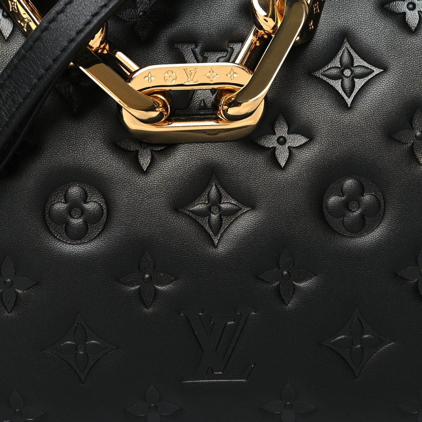 Lambskin Embossed Monogram Coussin BB Black