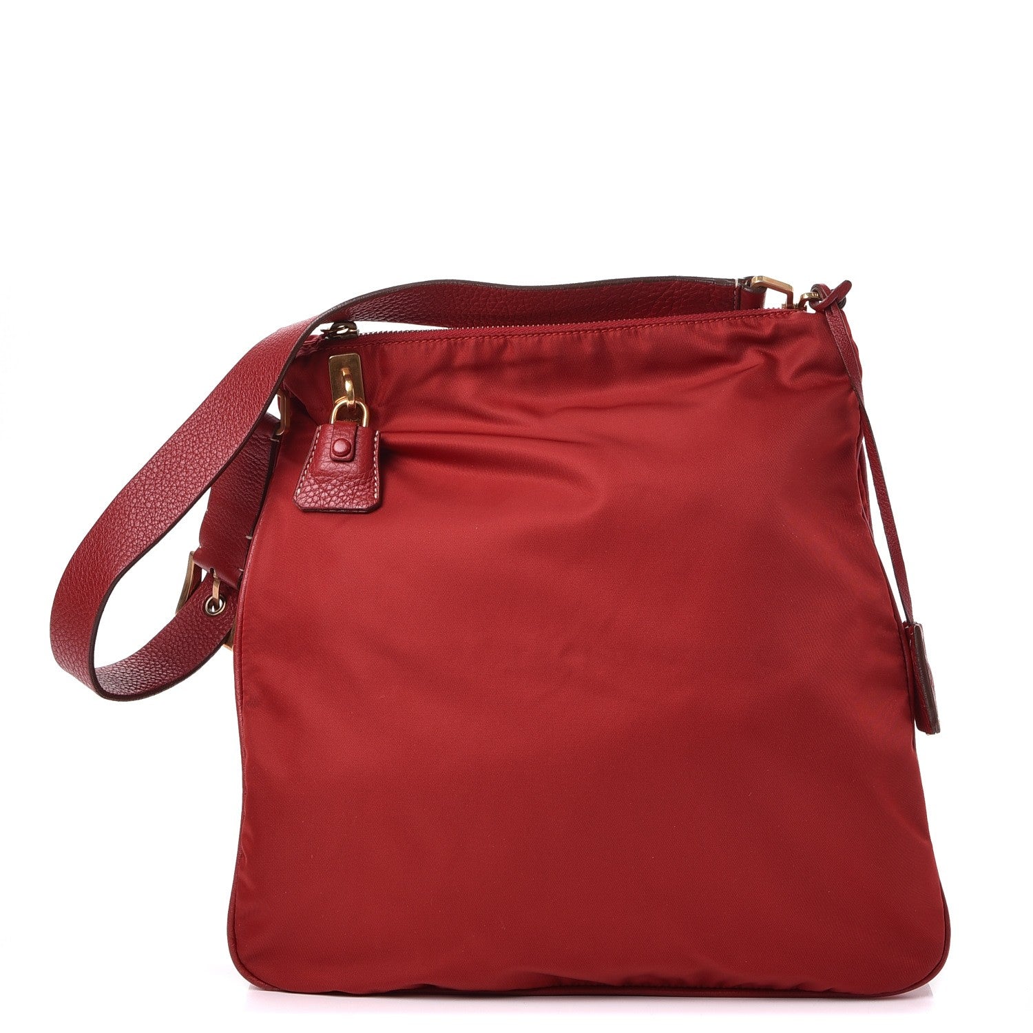 Prada Nylon Vela Vitello Daino Flat Messenger Bag Red 1 of 7