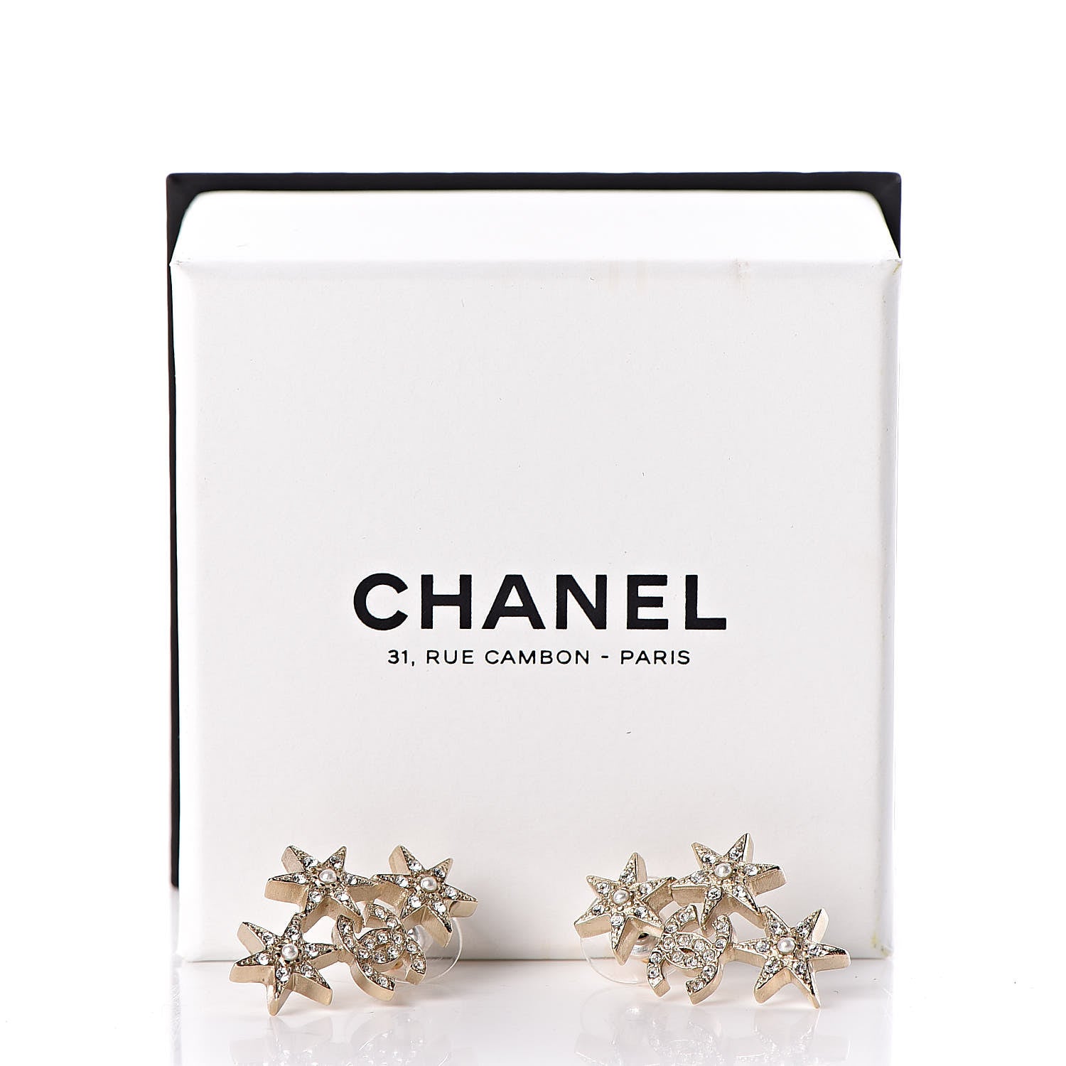 Chanel Crystal CC Star Earrings Gold 5 of 5