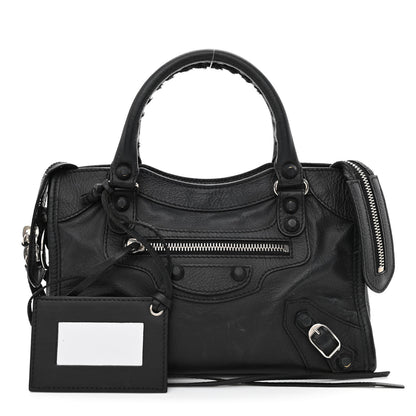Balenciaga Matte Goatskin Rubber Covered Classic Hardware Mini City Black 1 of 13