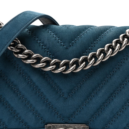 Chanel Nubuck Chevron Quilted Medium Boy Flap Blue 8 of 10