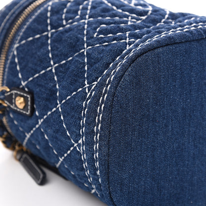 Chanel Denim Quilted Denim Trip Vanity Cosmetic Case Blue 7 of 8