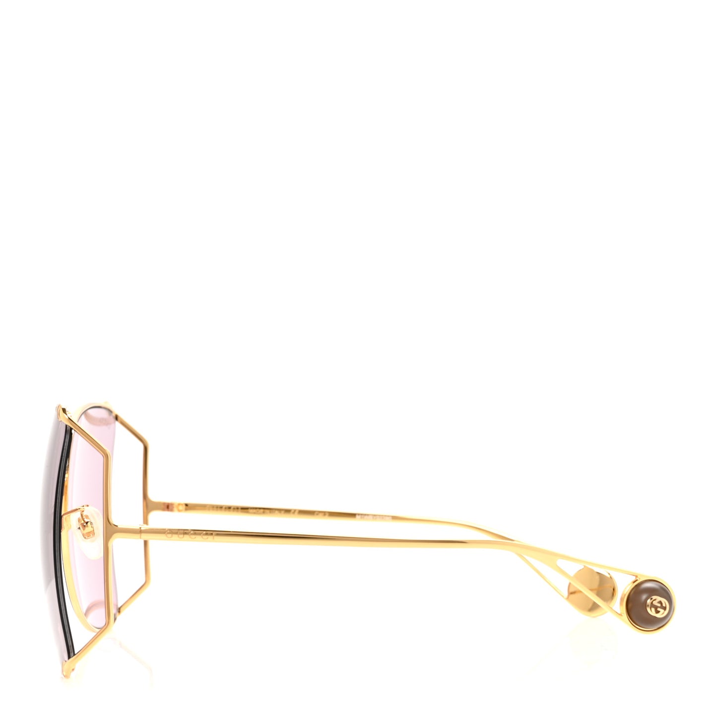 Metal Oversized Round Sunglasses GG0252S Gold Pink