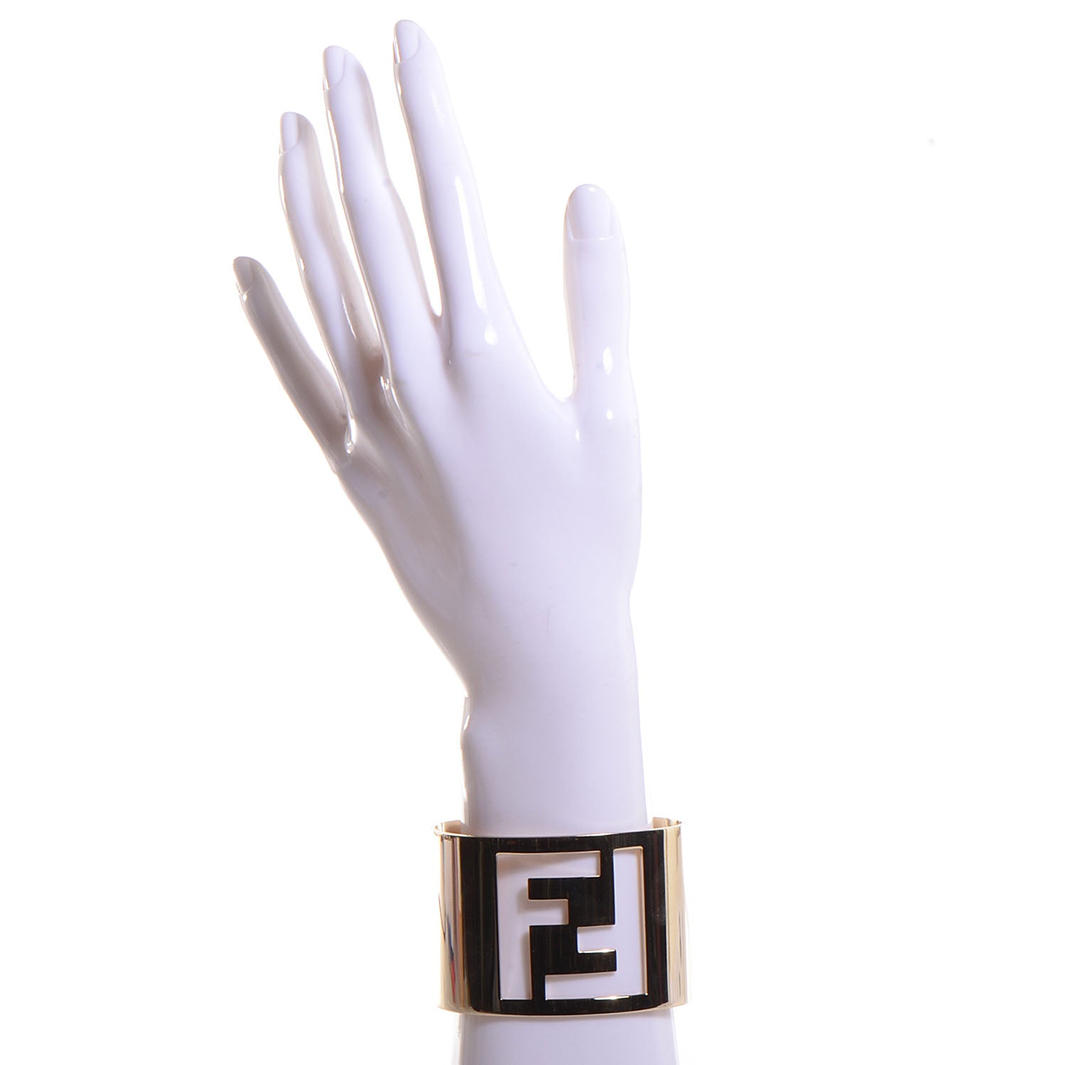 Fendi Metal FF Logo Cuff Bracelet Gold 2 of 5