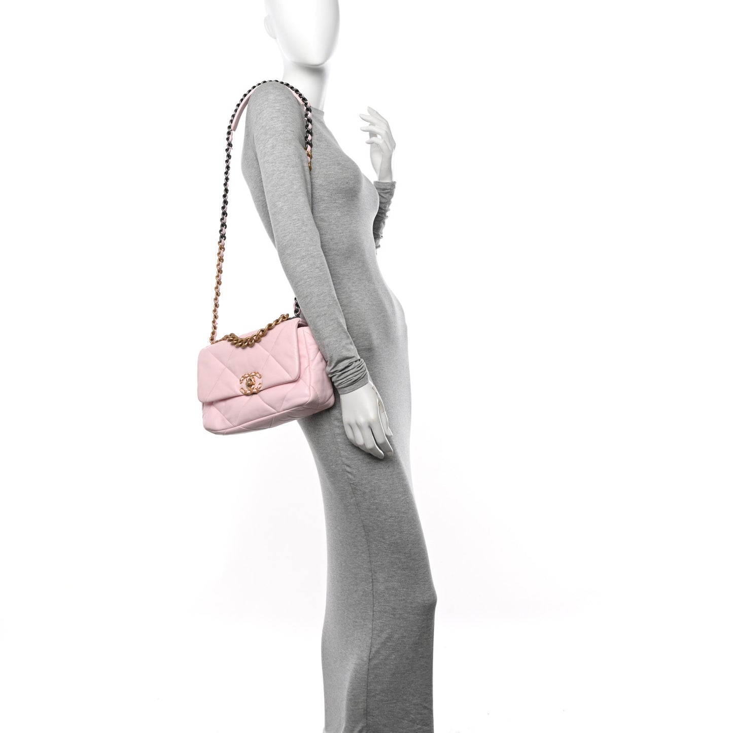 Lambskin Quilted Medium Chanel 19 Flap Light Pink