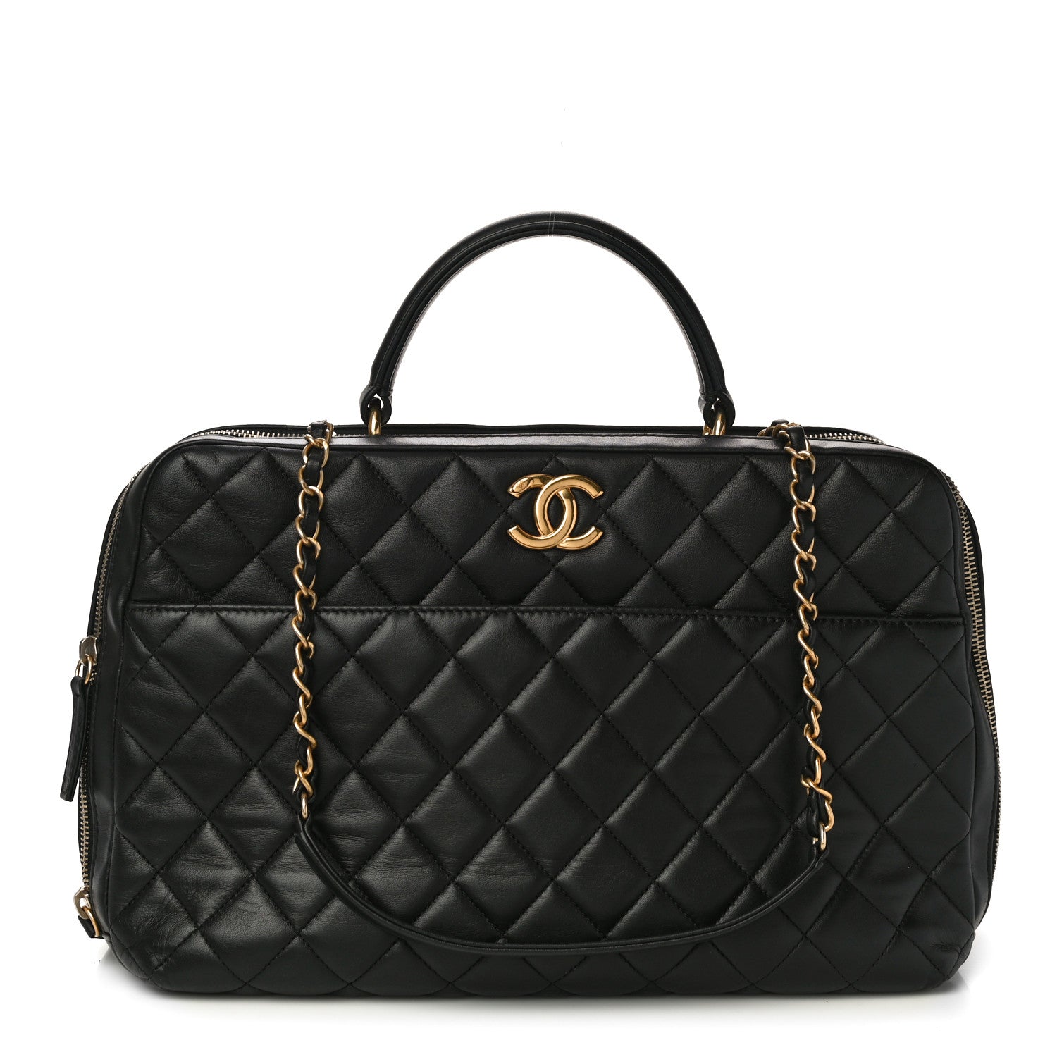 Chanel Lambskin Quilted Large Trendy CC Bowling Bag Black 1 of 12