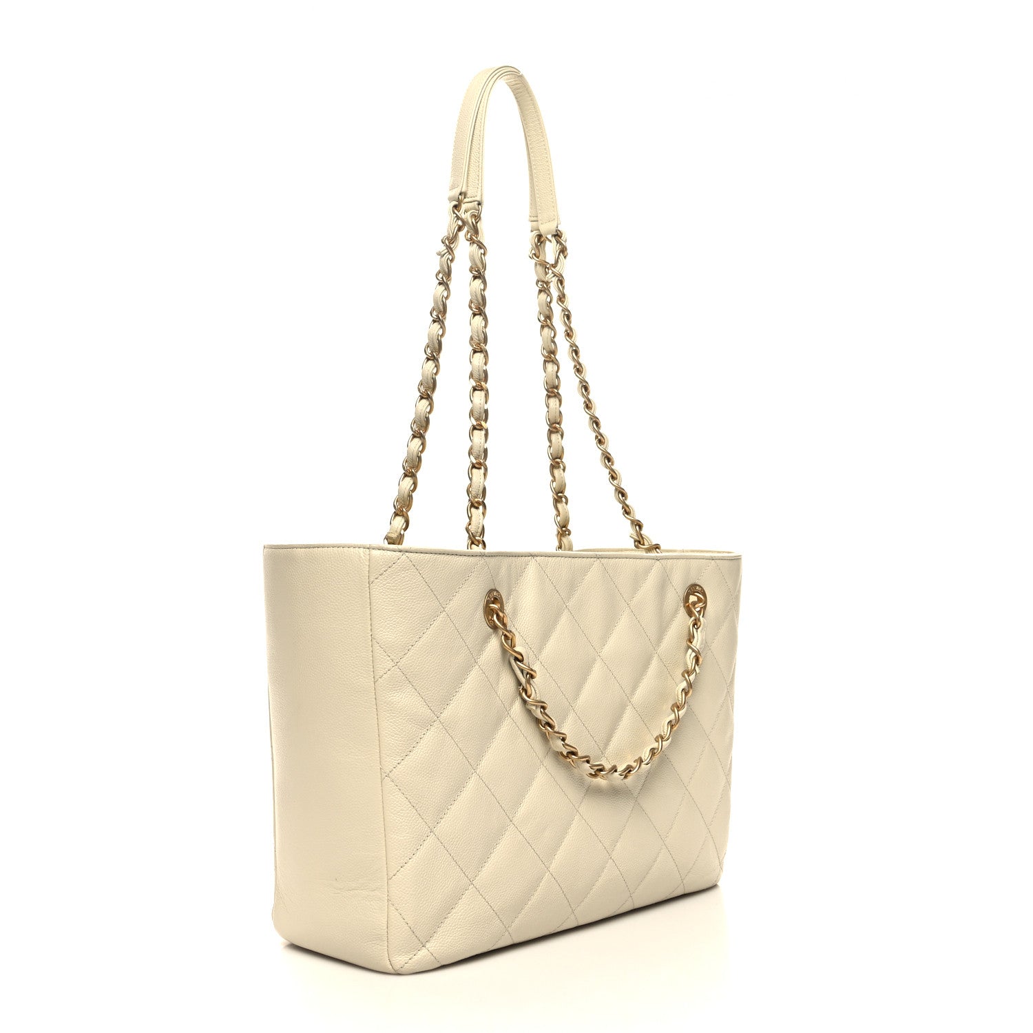 Chanel Caviar Quilted Small Shopping Tote White 3 of 10