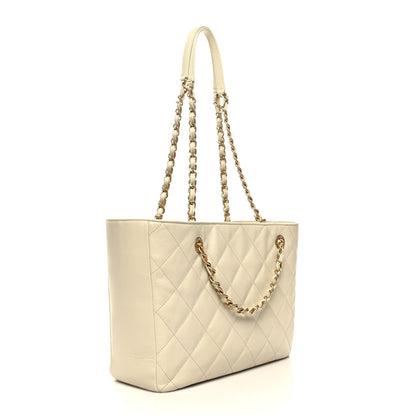 Chanel Caviar Quilted Small Shopping Tote White 3 of 10