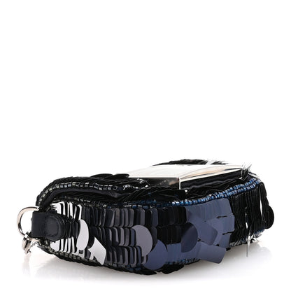 Fendi Sequin Paillettes Shiny Nappa Sex and the City Nano Maxi Buckle Baguette Charm Dark Blue 4 of 10