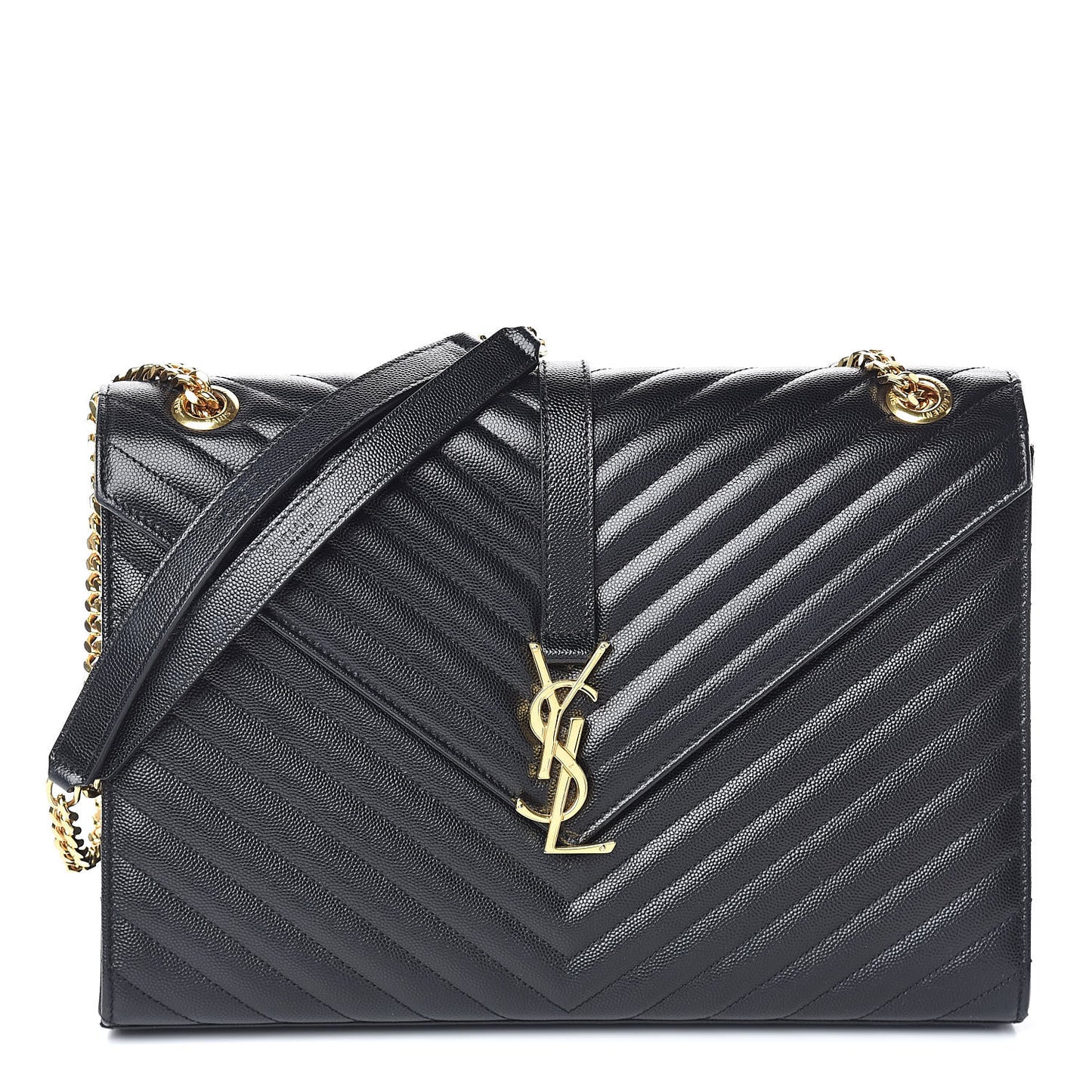Grain De Poudre Matelasse Chevron Large Monogram Satchel Black