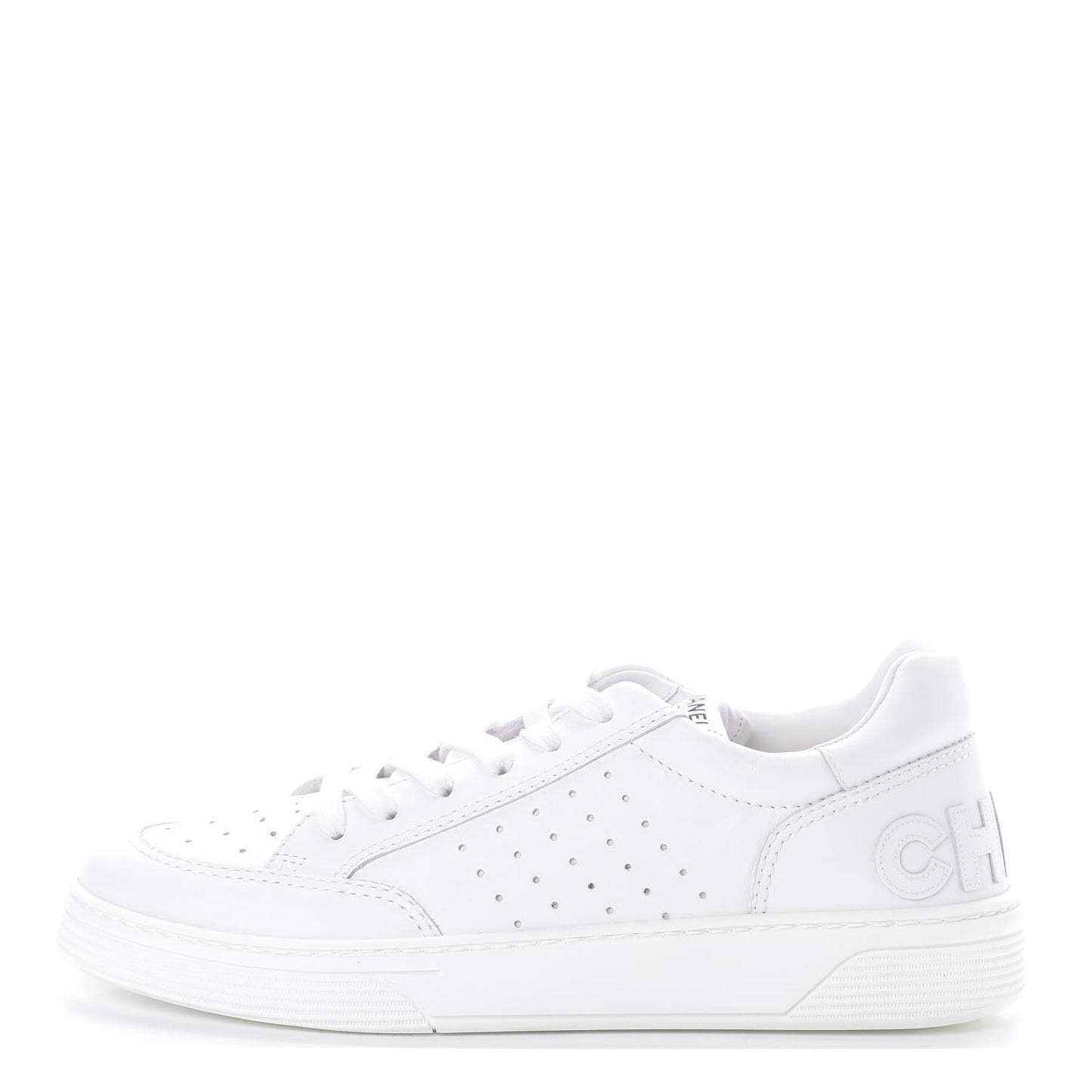 Calfskin Womens Logo Sneakers 42 White