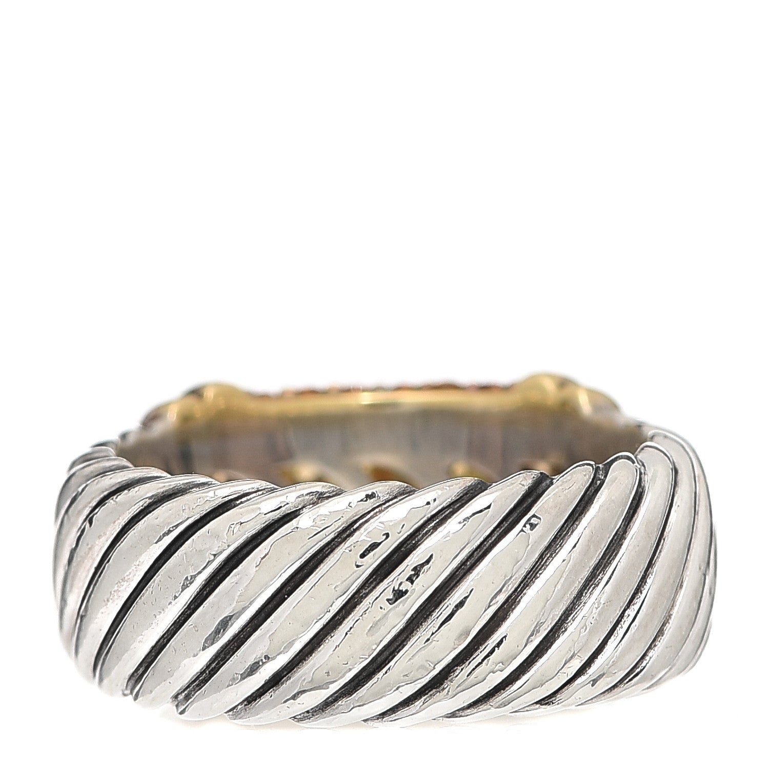 David Yurman Sterling Silver 18K Yellow Gold Yellow Sapphire Metro Ring 54 7 3 of 4
