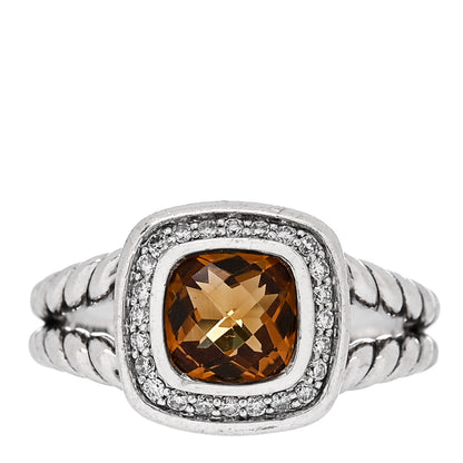 David Yurman Sterling Silver Diamond Citrine 7mm Petite Albion Ring 52 6 1 of 5