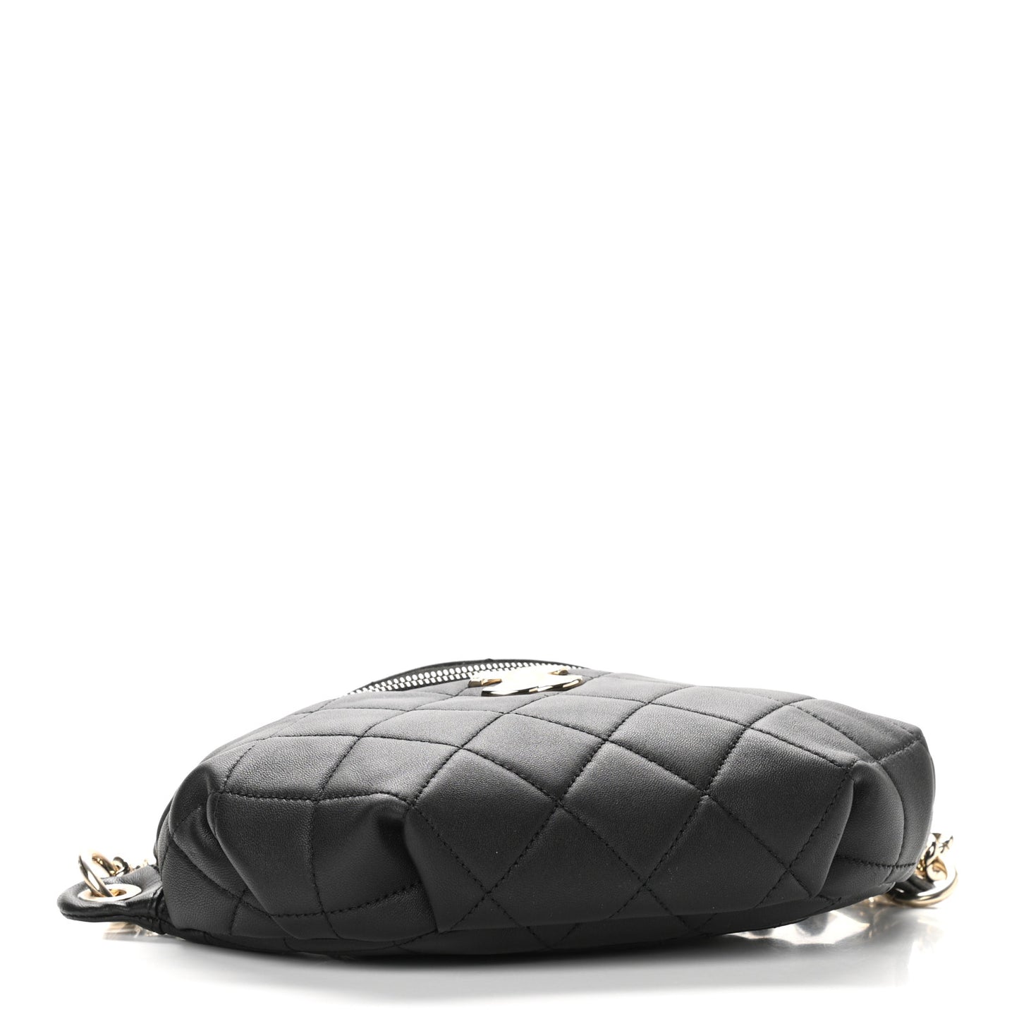 Lambskin Quilted Resin Bi-Color Waist Bag Fanny Pack Black