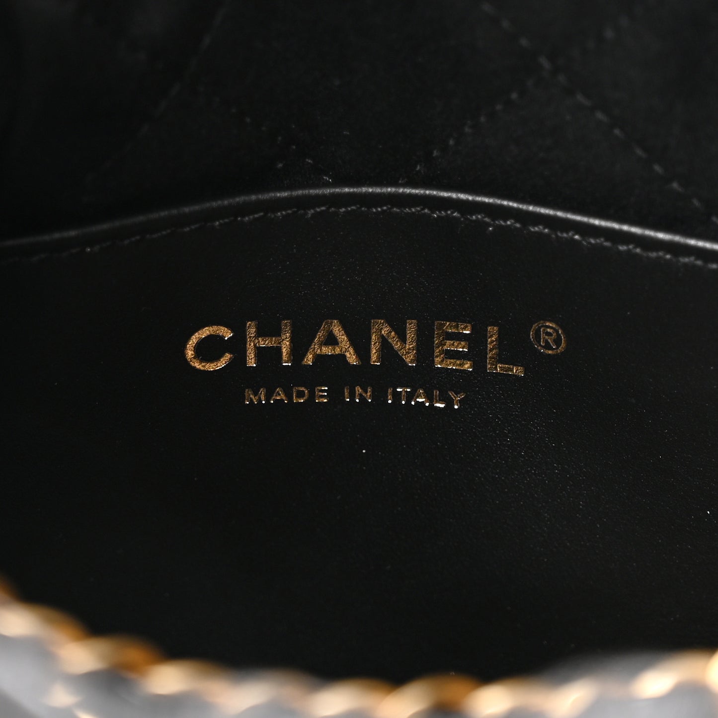 Shiny Crumpled Calfskin Quilted Pearl Mini Chanel 22 Black