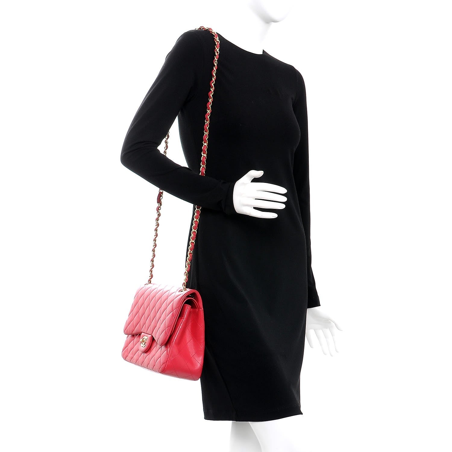 Chanel Lambskin Quilted Jumbo Double Flap Dark Pink 2 of 13