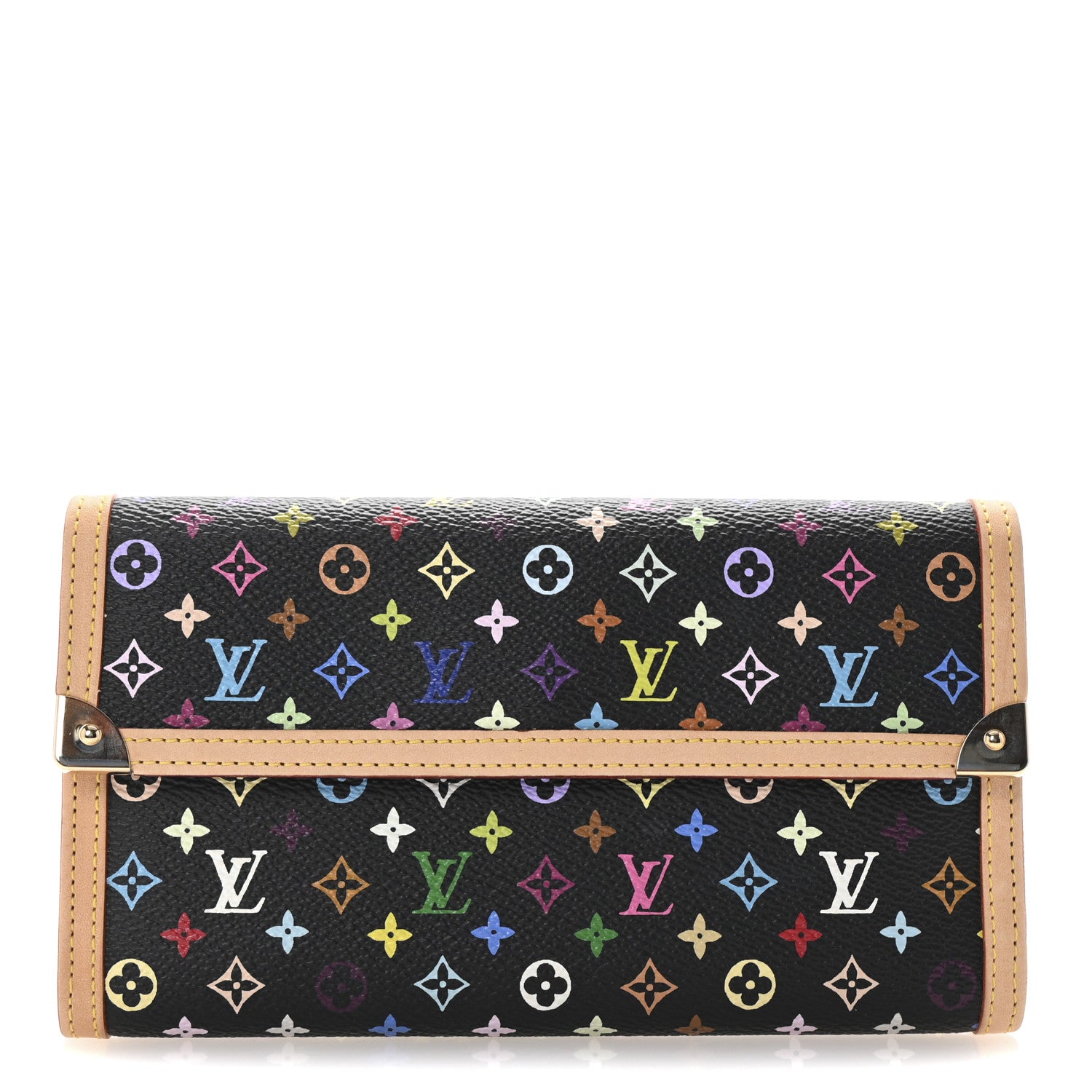 Louis Vuitton Monogram Multicolor Porte Tresor International Wallet Black 1 of 6