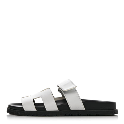 Hermes Calfskin Womens Chypre Sandals 38 White 1 of 14