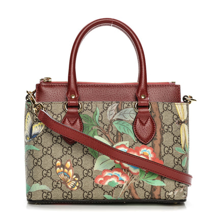 Gucci GG Supreme Monogram Tian Mini Zip Top Tote Beige Multicolor Red 1 of 7