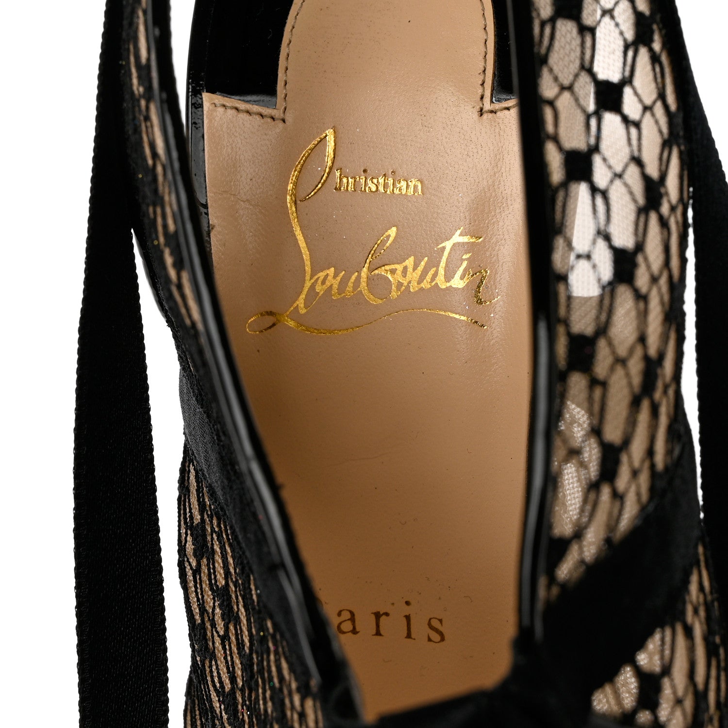 Christian Louboutin Patent Fishnet Lace Directoire 100 Pumps 39 Version Black 6 of 8