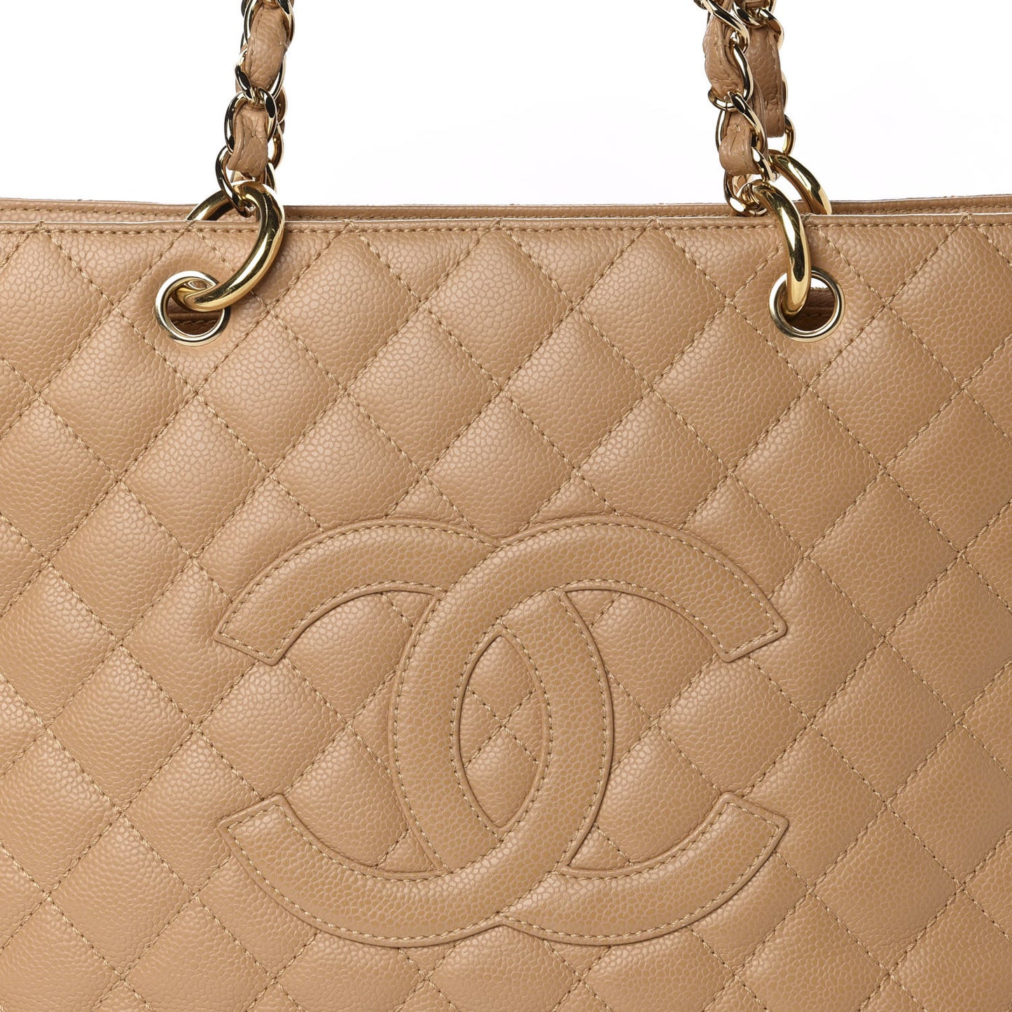 Caviar Quilted Grand Shopping Tote GST Beige Clair