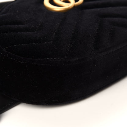 Gucci Velvet Matelasse GG Marmont Belt Bag 95 38 Black 6 of 10