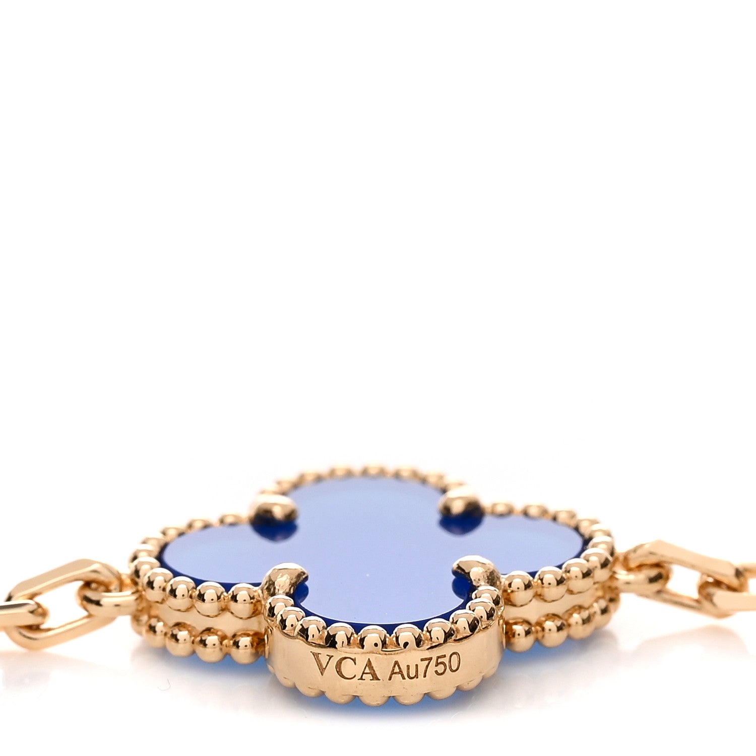 Van Cleef & Arpels 18K Yellow Gold Blue Agate 5 Motifs Vintage Alhambra Bracelet 4 of 4