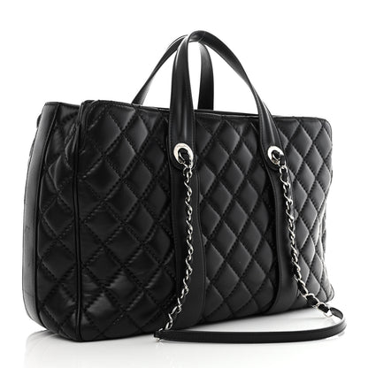 Chanel Lambskin Quilted Large Easy Carry Shopping Tote Black 3 of 11