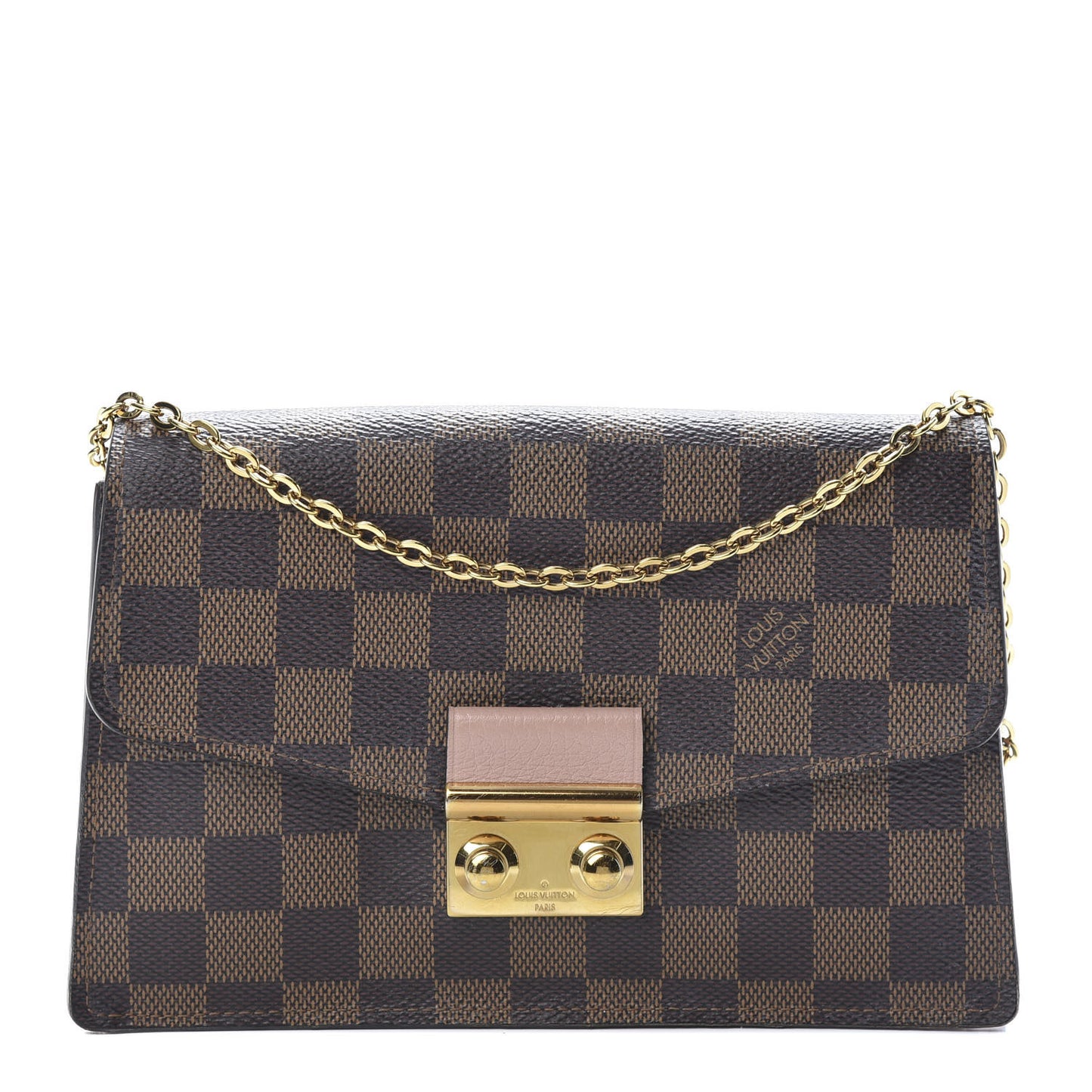 Damier Ebene Croisette Chain Wallet Magnolia