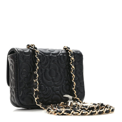 Chanel Lambskin Camellia Embossed Chain Belt Bag Black 3 of 11