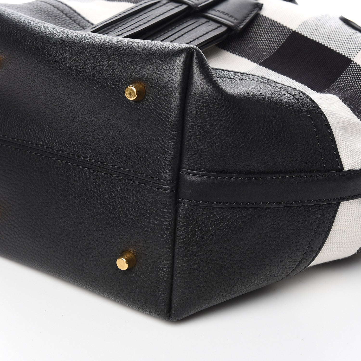 Burberry Canvas House Check Small Bucket Black White 10 of 12