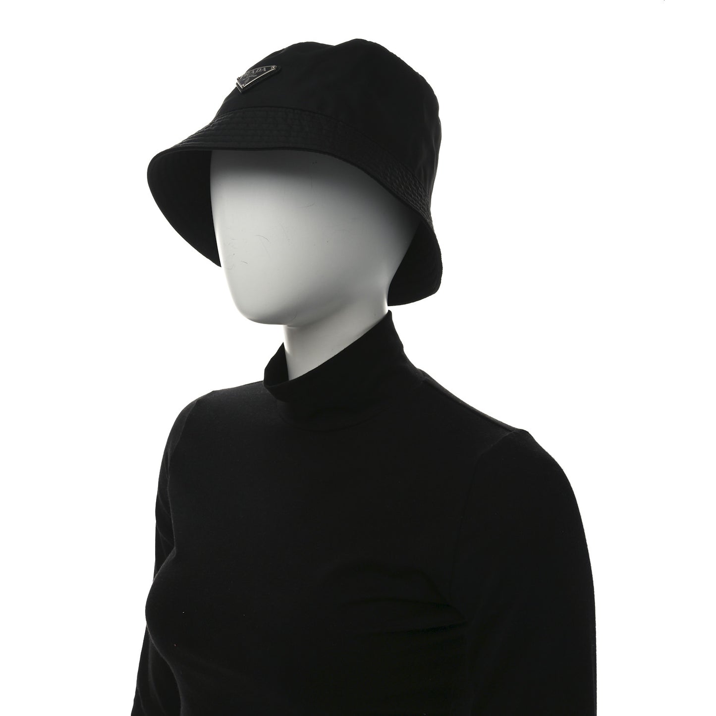 Re-Nylon Metal Triangle Logo Womens Bucket Hat XL Black
