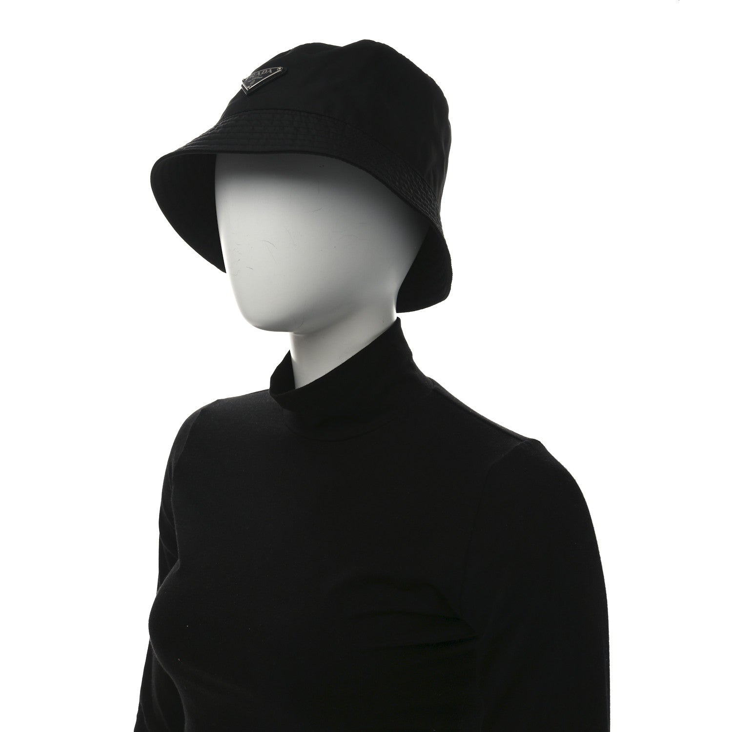 Prada Re-Nylon Metal Triangle Logo Womens Bucket Hat XL Black 2 of 9