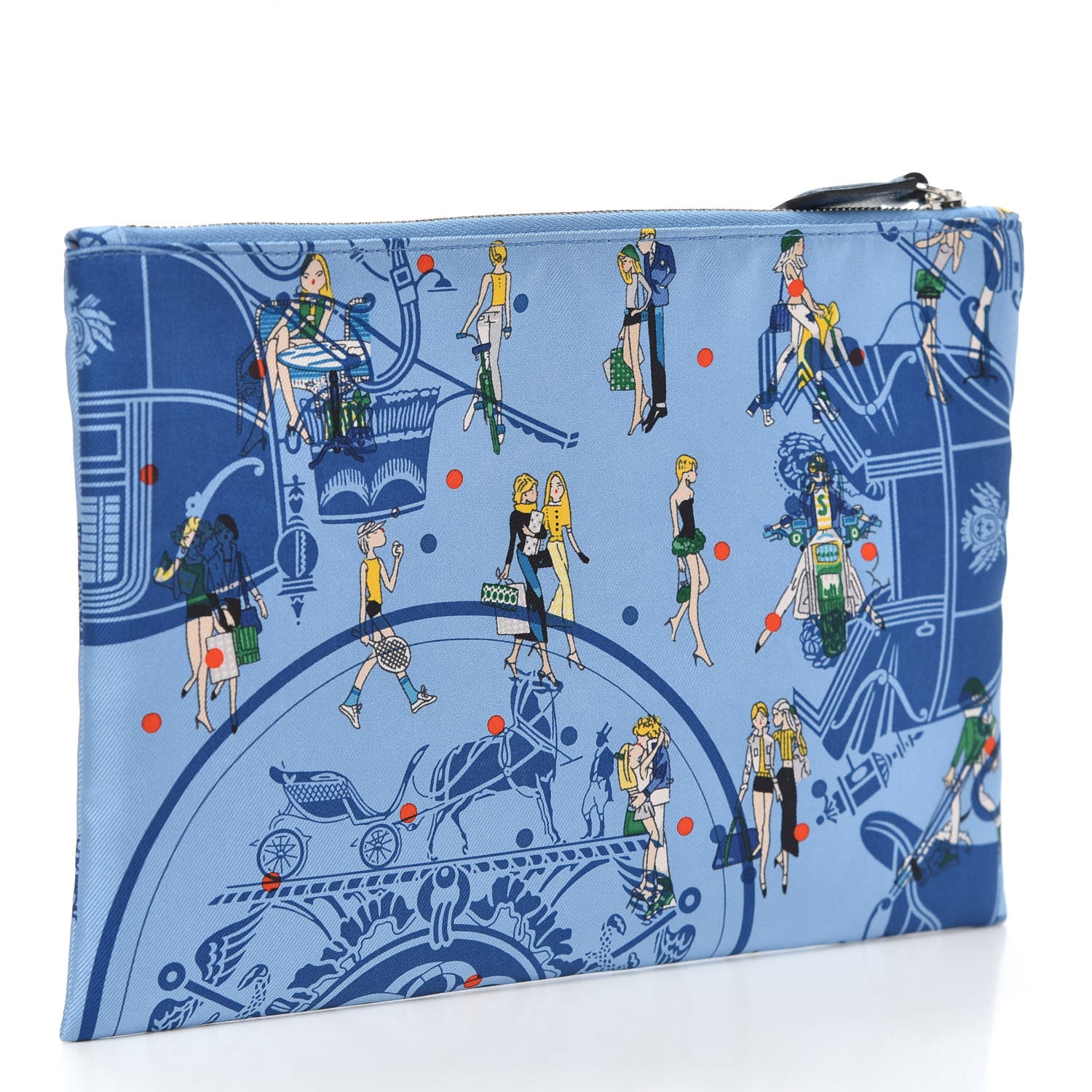 Hermes Silk Ex-Libris Les Parisiennes Silky Pocket Cosmetic Case Deep Bleu Bleuet 3 of 6