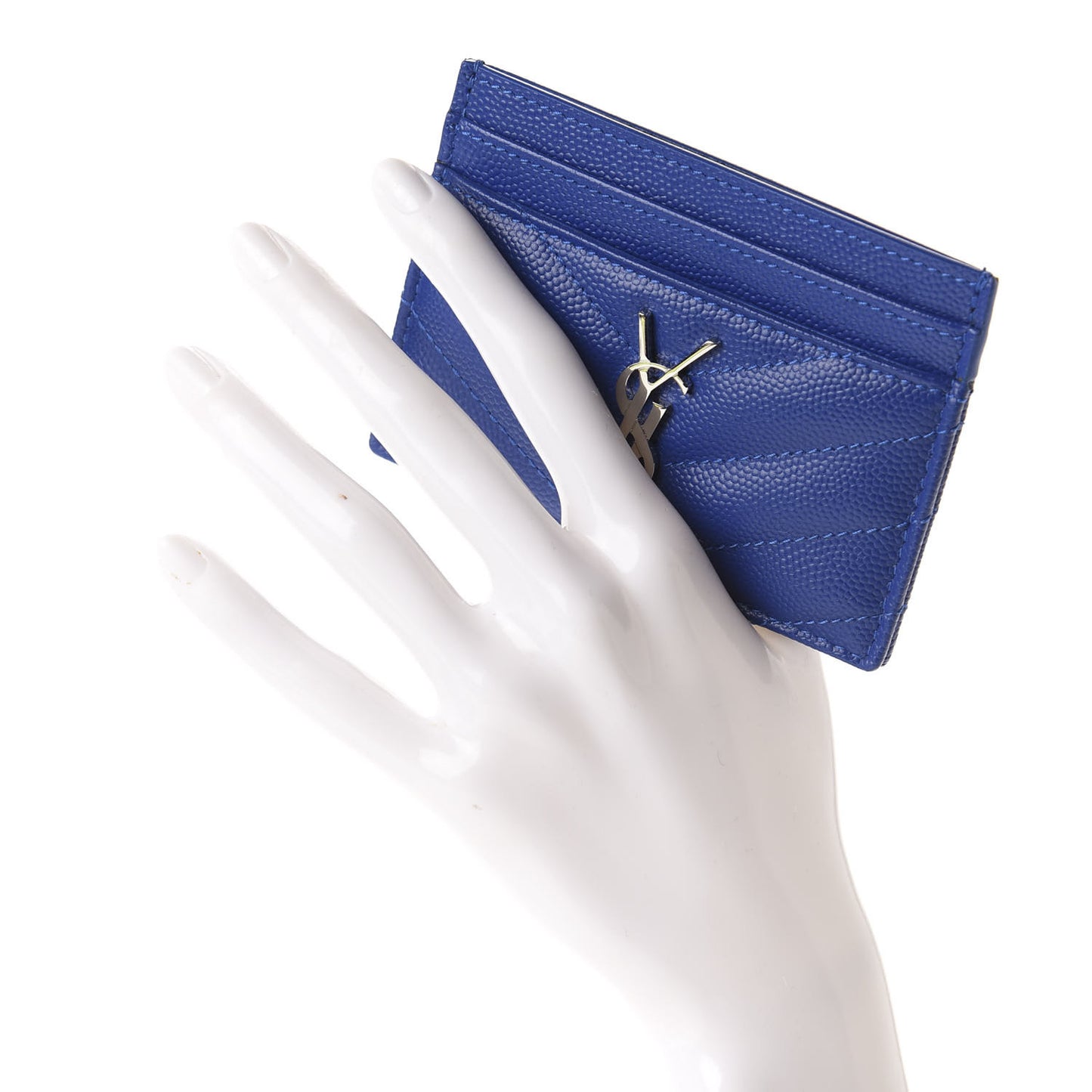 Grain De Poudre Matelasse Credit Card Case Blue Majorelle
