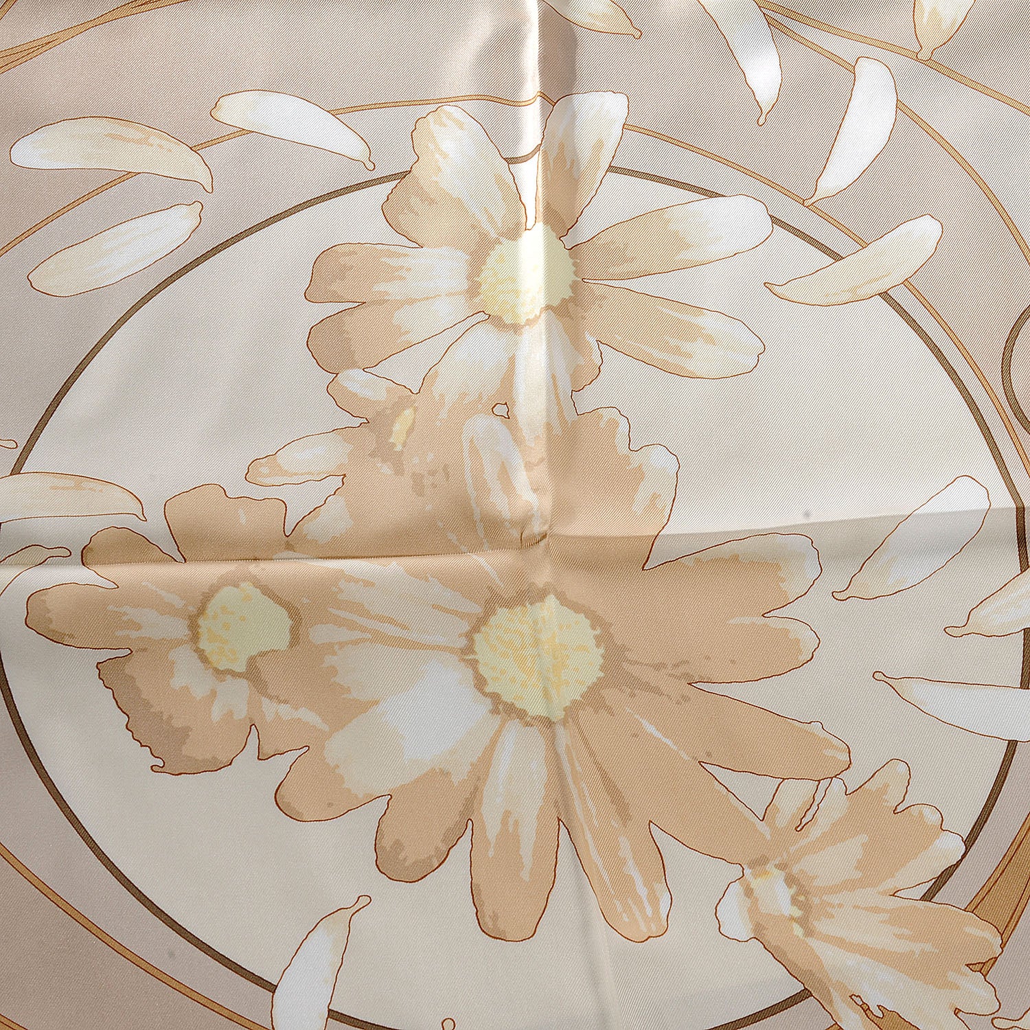 Hermes Silk Au Gre Du Vent Scarf 90 Beige 1 of 7
