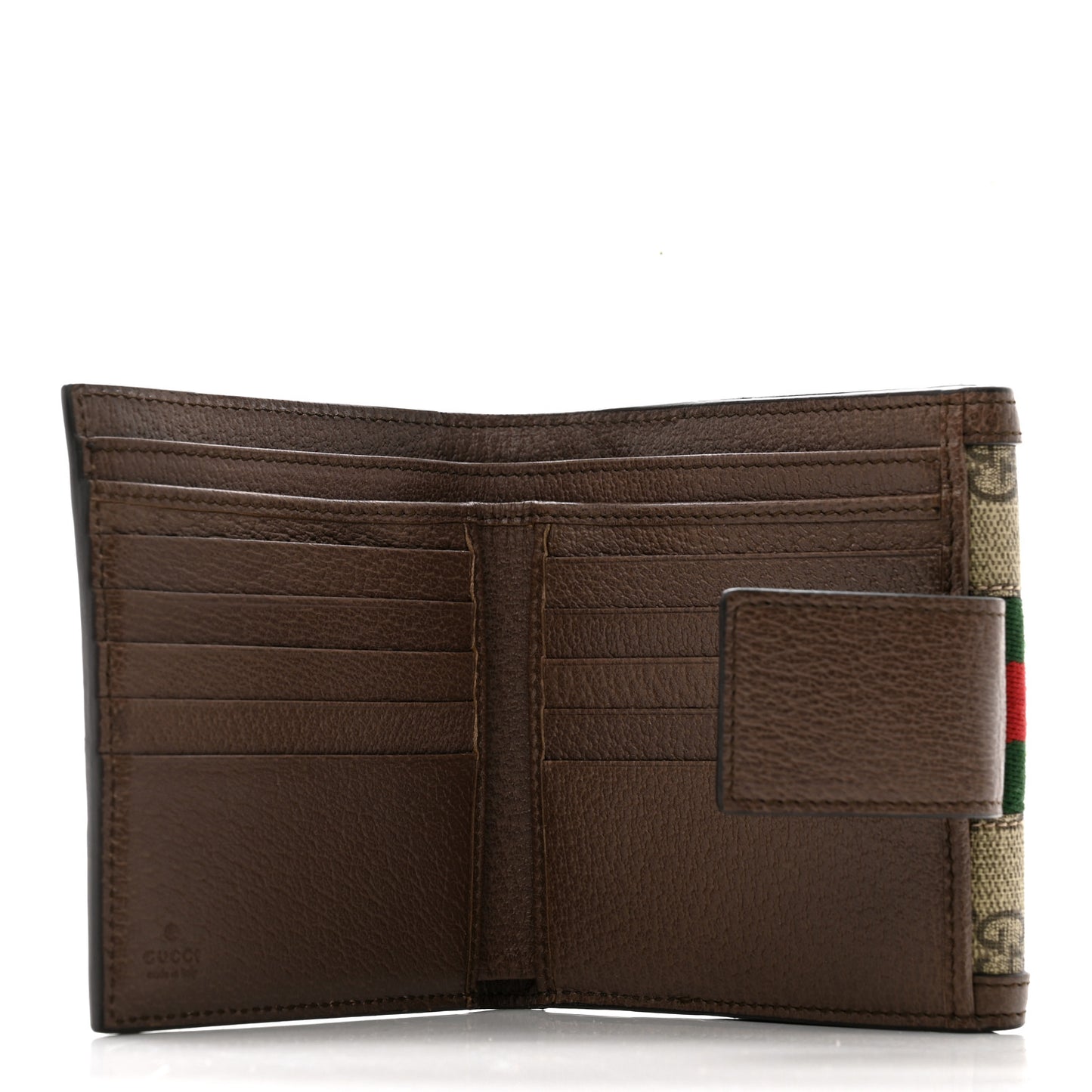 GG Supreme Monogram Web Ophidia French Flap Wallet Beige New Acero