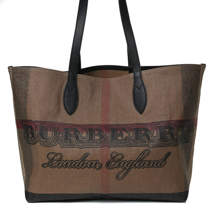 Burberry Coated Canvas Mega Check Medium Doodle Tote Black 8 of 16