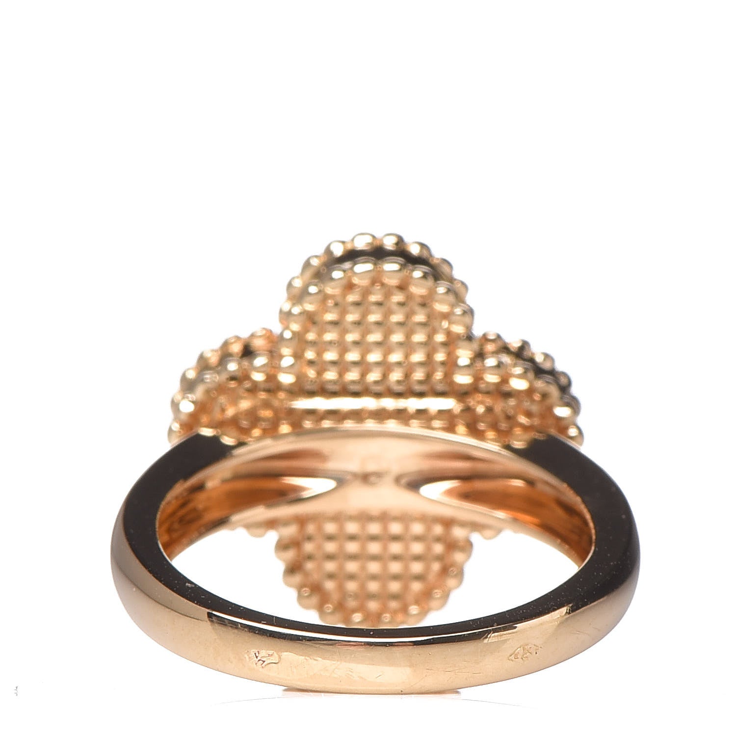 Van Cleef & Arpels 18K Yellow Gold Diamond Mother of Pearl Vintage Alhambra Ring 46 3.75 4 of 5