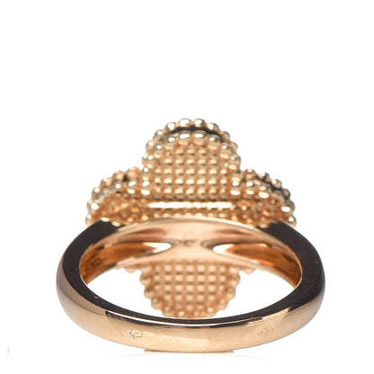 Van Cleef & Arpels 18K Yellow Gold Diamond Mother of Pearl Vintage Alhambra Ring 46 3.75 4 of 5