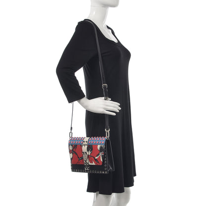 Prada City Calfskin Orchid Print Studded Elektra Shoulder Bag Fuoco Black 2 of 11