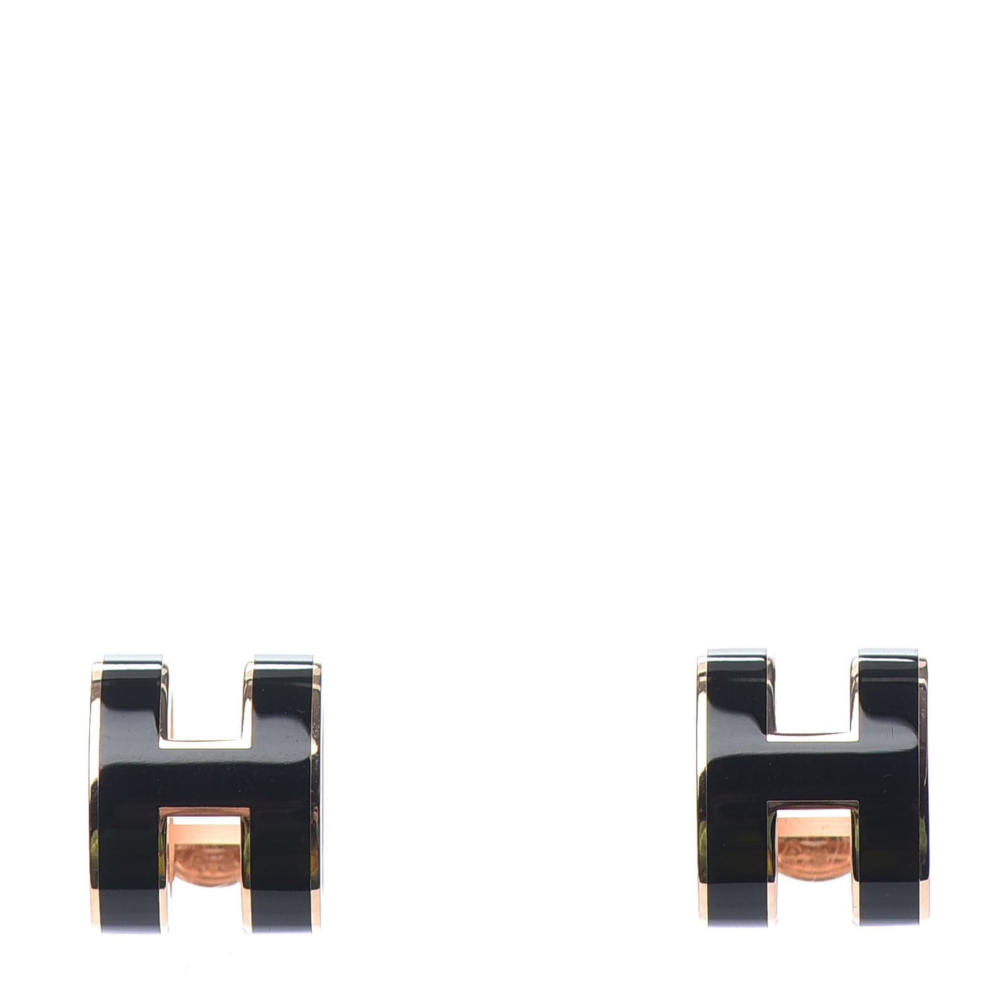 Rose Gold Lacquered Pop H Earrings Black