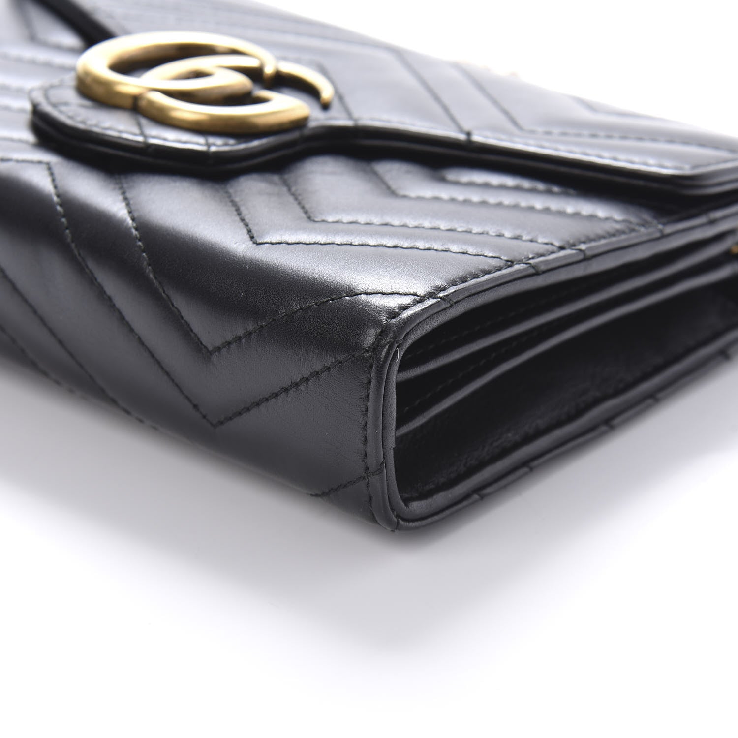 Gucci Calfskin Matelasse GG Marmont Chain Wallet Black 7 of 9